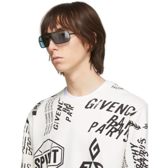 NEW UNISEX GIVENCHY SUNGLASSES GIVENCHY GV7168/S 0MR8 KU BLACK BLUE EYEWEAR - Picture 2 of 3